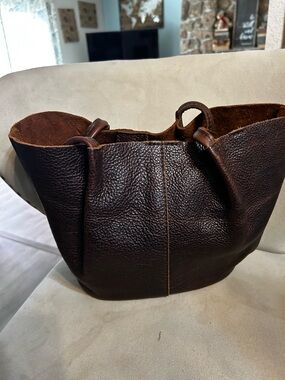 Portland Leather Deep Brown Textured Tote